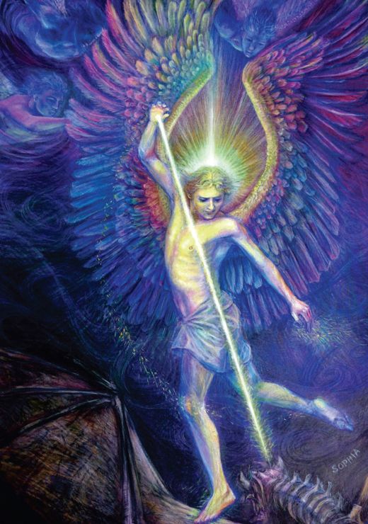 Archangel Michael with a sword of light